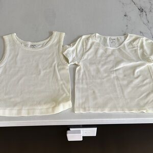 Elodie Cream Ribbed Tops Set